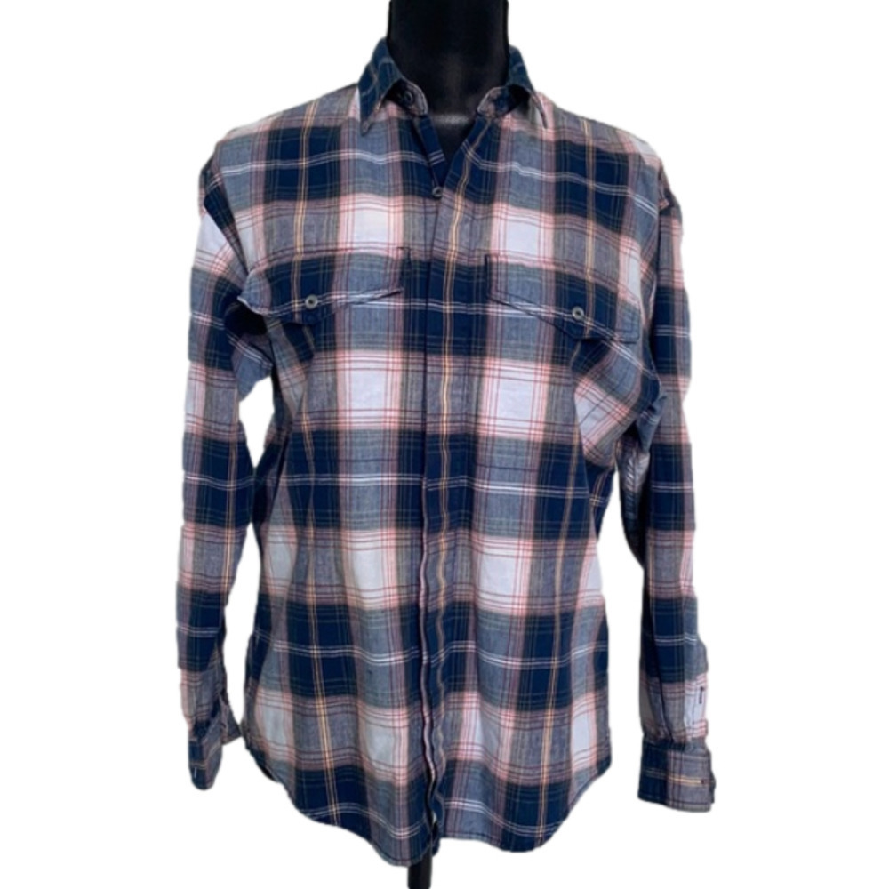 Vintage LizWear Plaid Western Metal Button Up Shirt Small